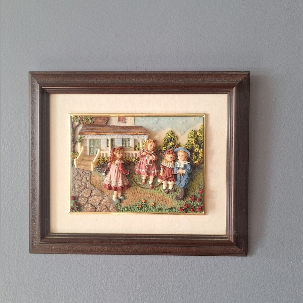 Vintage Montefiori Collection Framed 3D Wall Art with Children